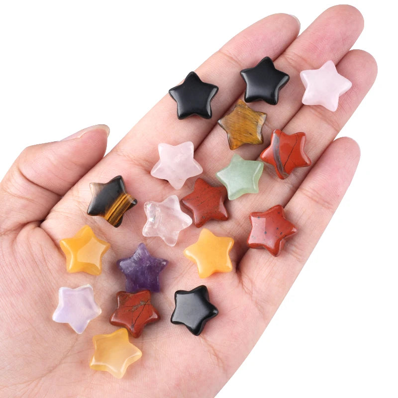 10pcs Crystal Stone Ornament 15mm Pentagram Natural Agate Reiki Healing Carving Mineral Gem Crafts Home Decorations Wholesale