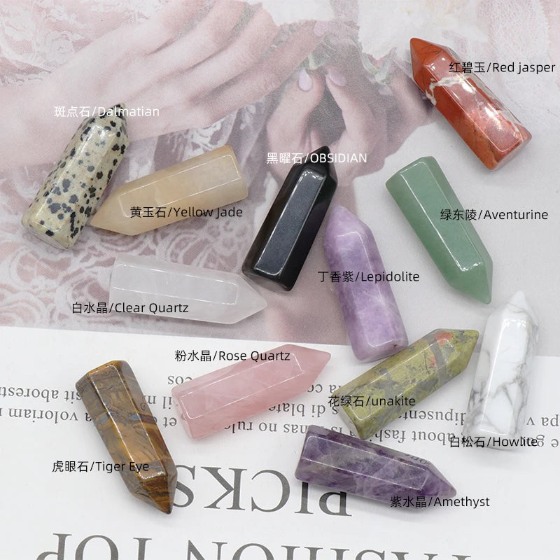 1PC Natural Quartz Point Rose Quartz Wand Healing Stone Amethyst Hexagonal Prism Energy Ore Pyramid Home Decoration