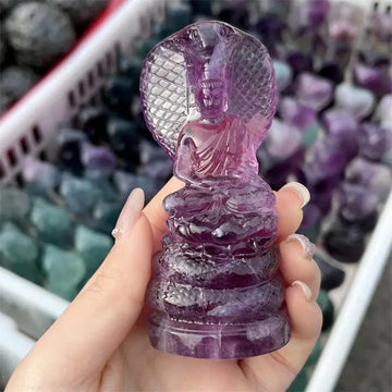 Natural Fluorite Sakyamuni Buddha Carving Polished Reiki Healing Fengshui High Quality Room Decor Energy Gift 1PCS