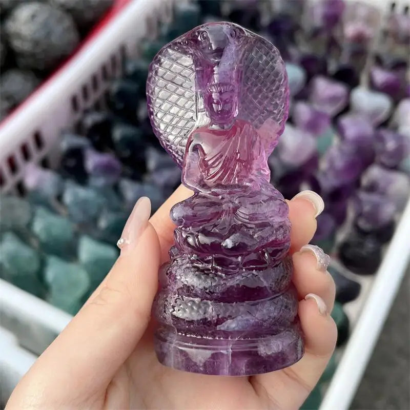 Natural Fluorite Sakyamuni Buddha Carving Polished Reiki Healing Fengshui High Quality Room Decor Energy Gift 1PCS