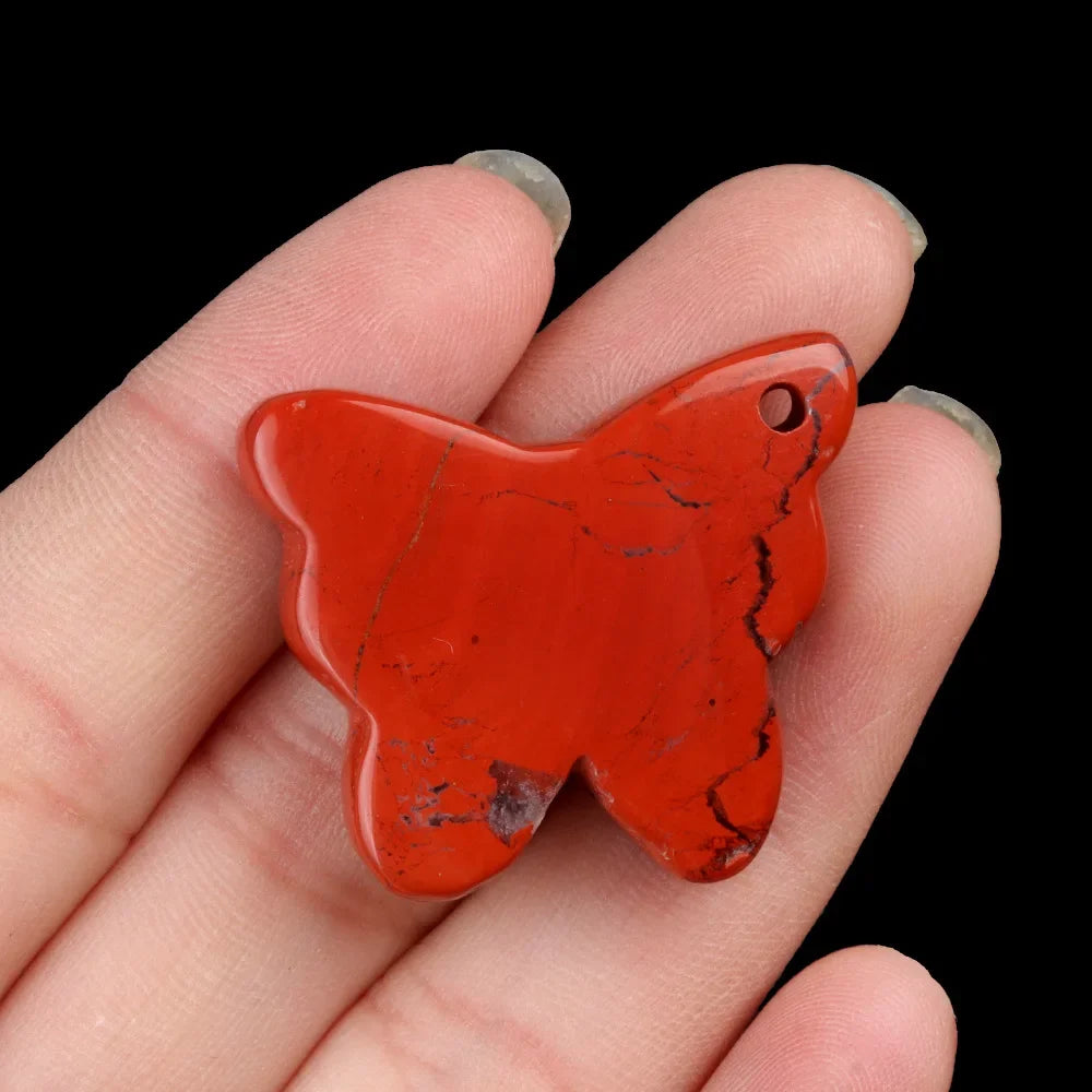 Natural Stone Agate Carved Butterfly Shape DIY Pendant Accessories Reiki Healing Crystals Gemstone Desktop Home Decor