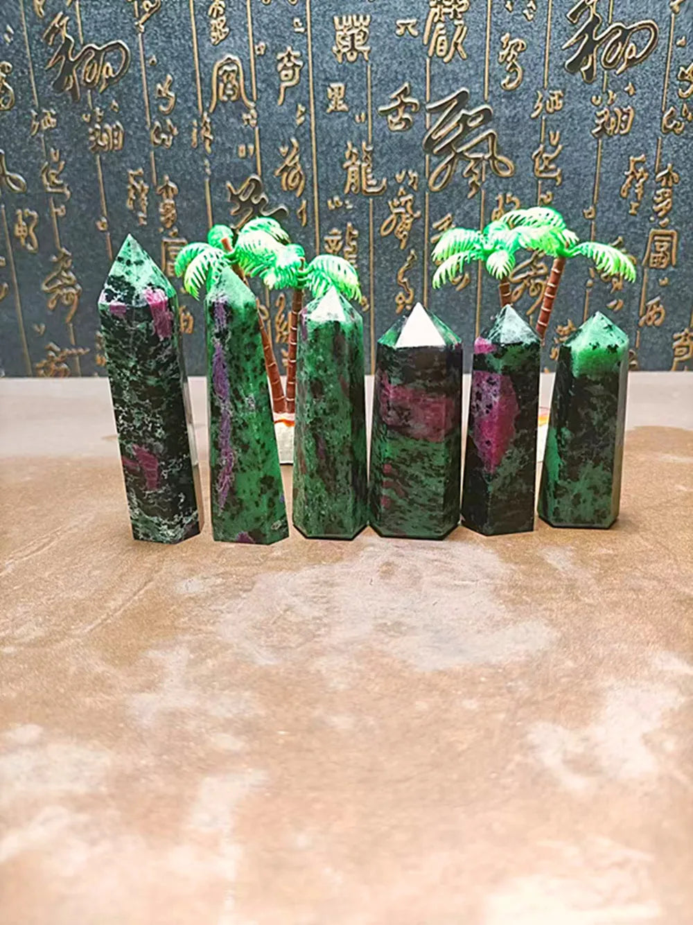 Natural Red & Green Crystal Healing Stones — Reiki Treasure Stones, Home Decor