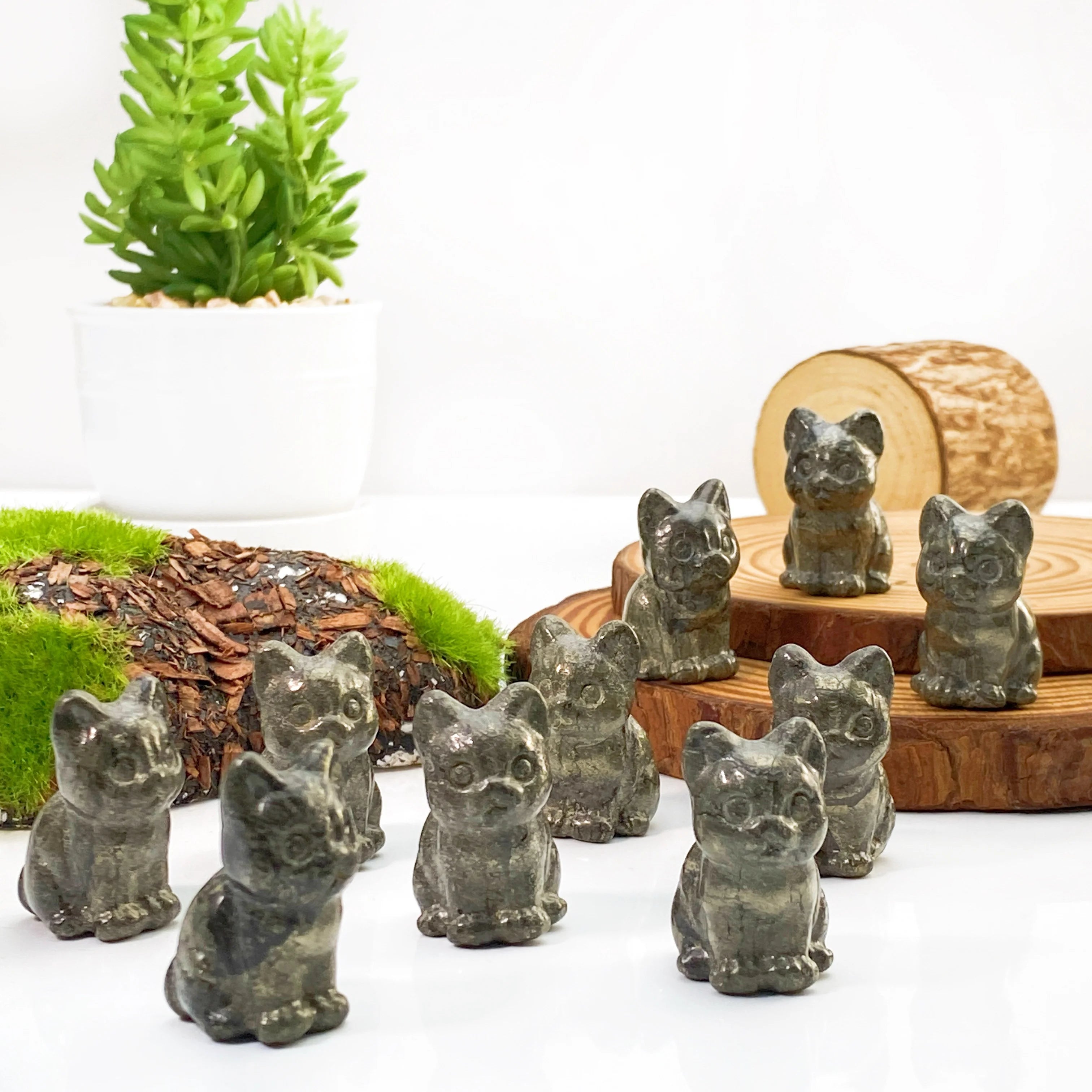 Random 1PC Pyrite Cat Carving,Stone Collections,Excellent Gifts,Family And Friends Gift,DIY Decoration,Room Decoration