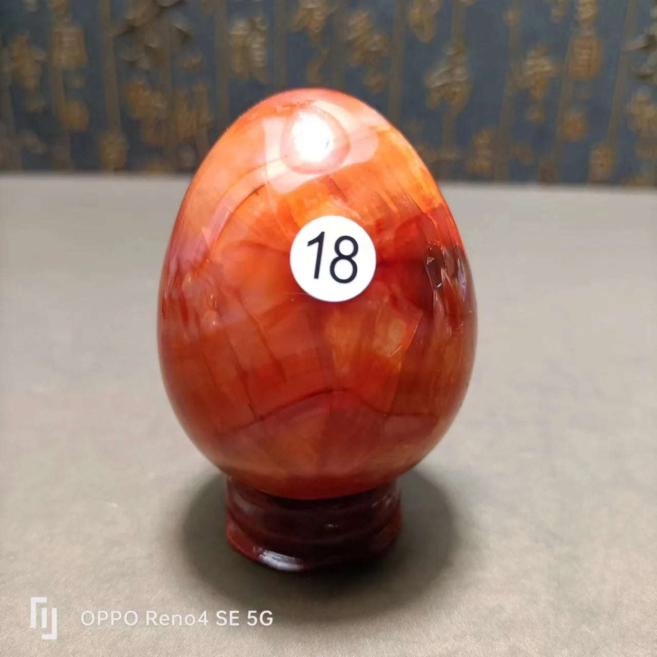 Natural Red Agate Crystal Egg — Polished Quartz Stone, Spiritual Home Decor & Ornament