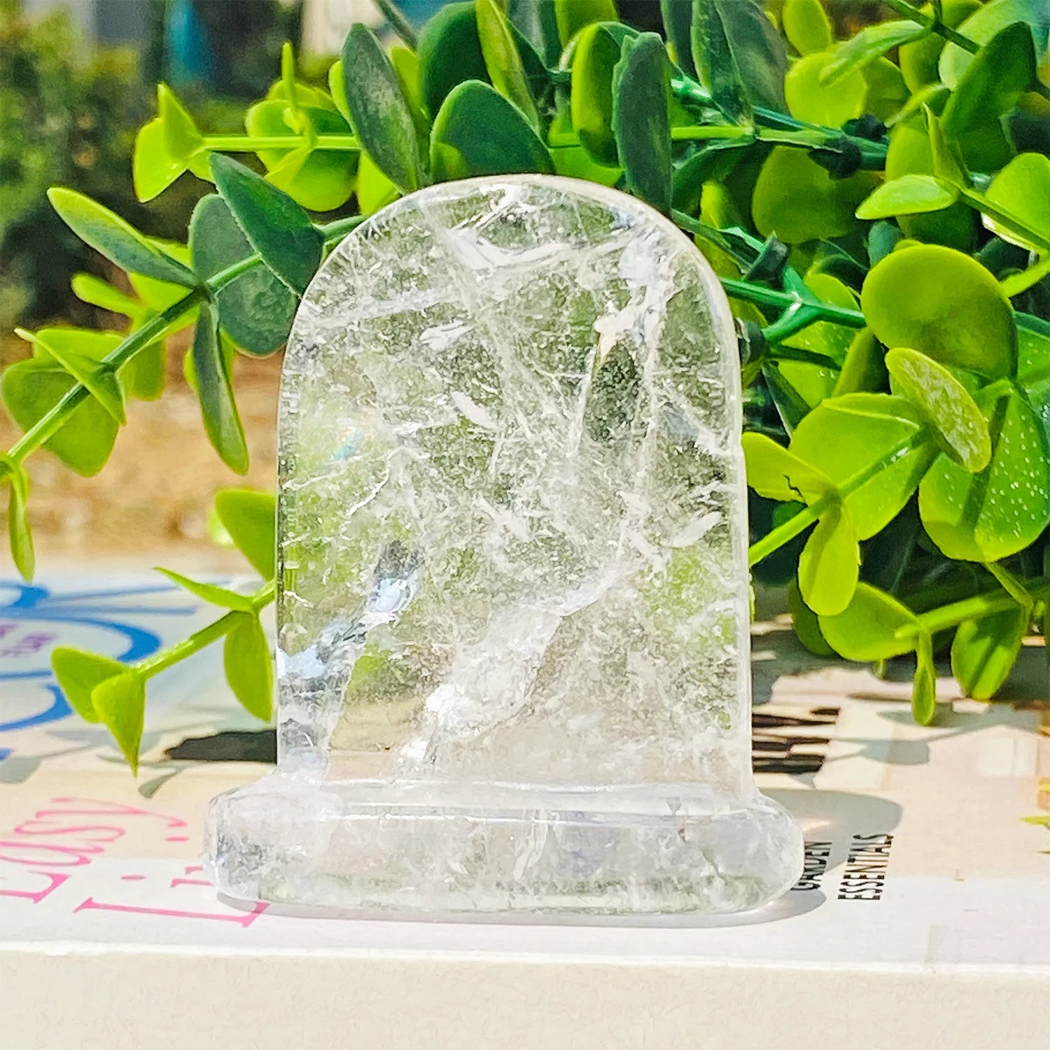 1pc Natural Crystal Tombstone Carving, Perfect Halloween Party Decoration, Ornaments DIY Accessories, Crystal Reiki Handmade Cra