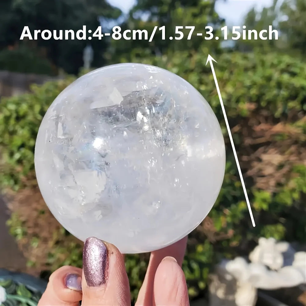 1pc Natural Snow Phantom Quartz Crystal Sphere - a White Ghost Crystal Decoration, Perfect for Home Or Office Desk