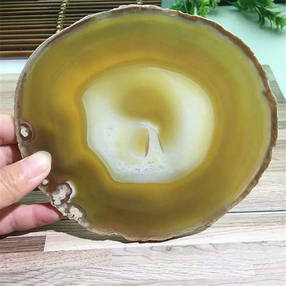 12-20CM Bule Crystal AGATE SLAB Geode Slice Mineral Coaster Healing Reiki Decoration