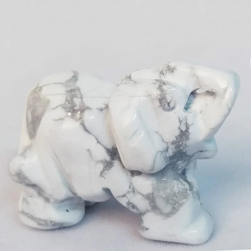 Classic Green Pink Jade Stone Craving Lucky Elephant Feng Shui Statue Figurine Home Office Ornaments