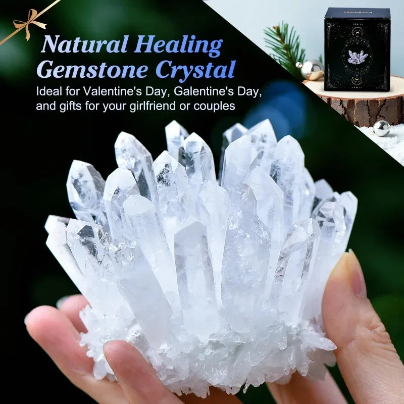 Spiritual Clear Quartz Crystal Cluster White Crystal Mineral Crystals and Stones Healing Crystal Craft Ornament Holiday Gift