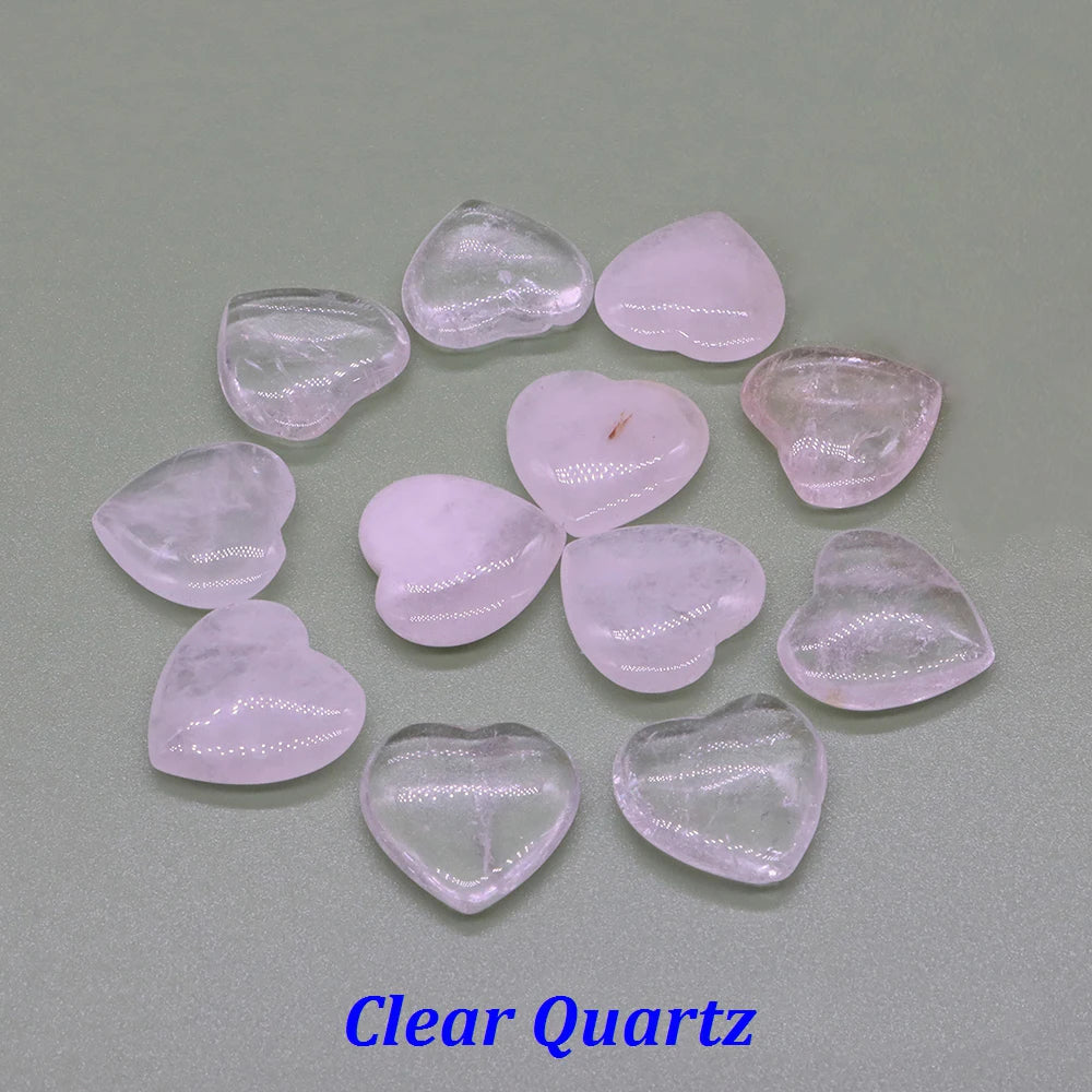 20mm Heart Shape love Natural Crystal Amethyst Rose Quartz Mineral Healing Gemstone Chakra Stone Home Decoration Valentine Gift