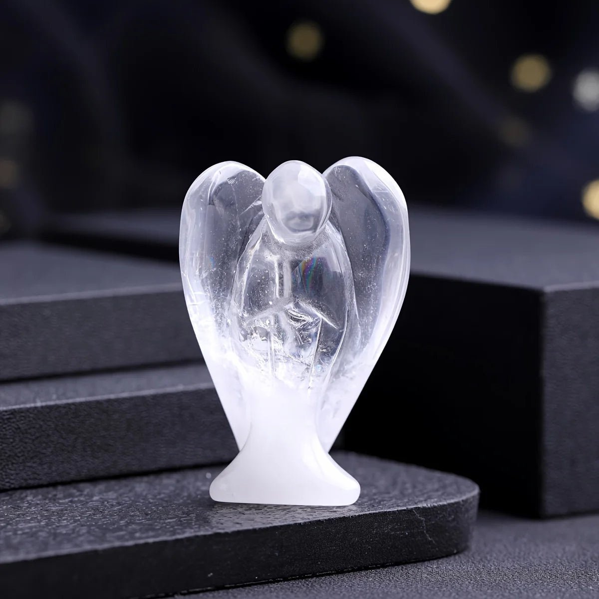 One Natural Crystal Guardian Angel Figurine | Rose Quartz Amethyst Healing Stone Gemstone Craft Gift Home Decor Ornament