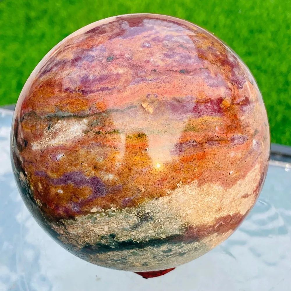 Ocean Jasper Quartz Crystal Sphere  Mineral Healing Colourful Reiki Decoration Ball CrystalHola Brand