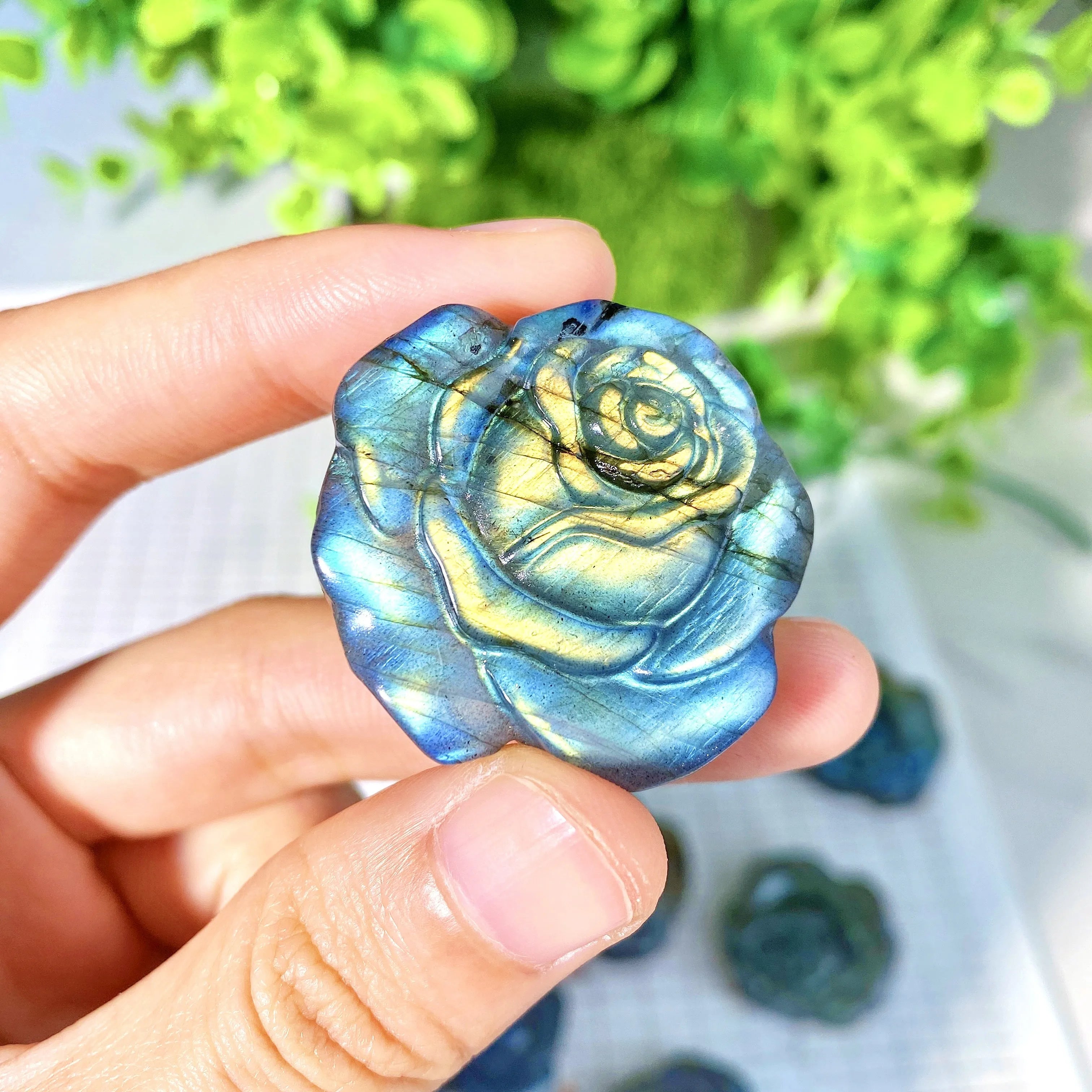 1PC High Quality Labradorite Rose Natural Crystal Carving,Gemstone Jewelry,Glitter, Healing crystal, Birthday gift,Tiger Eye