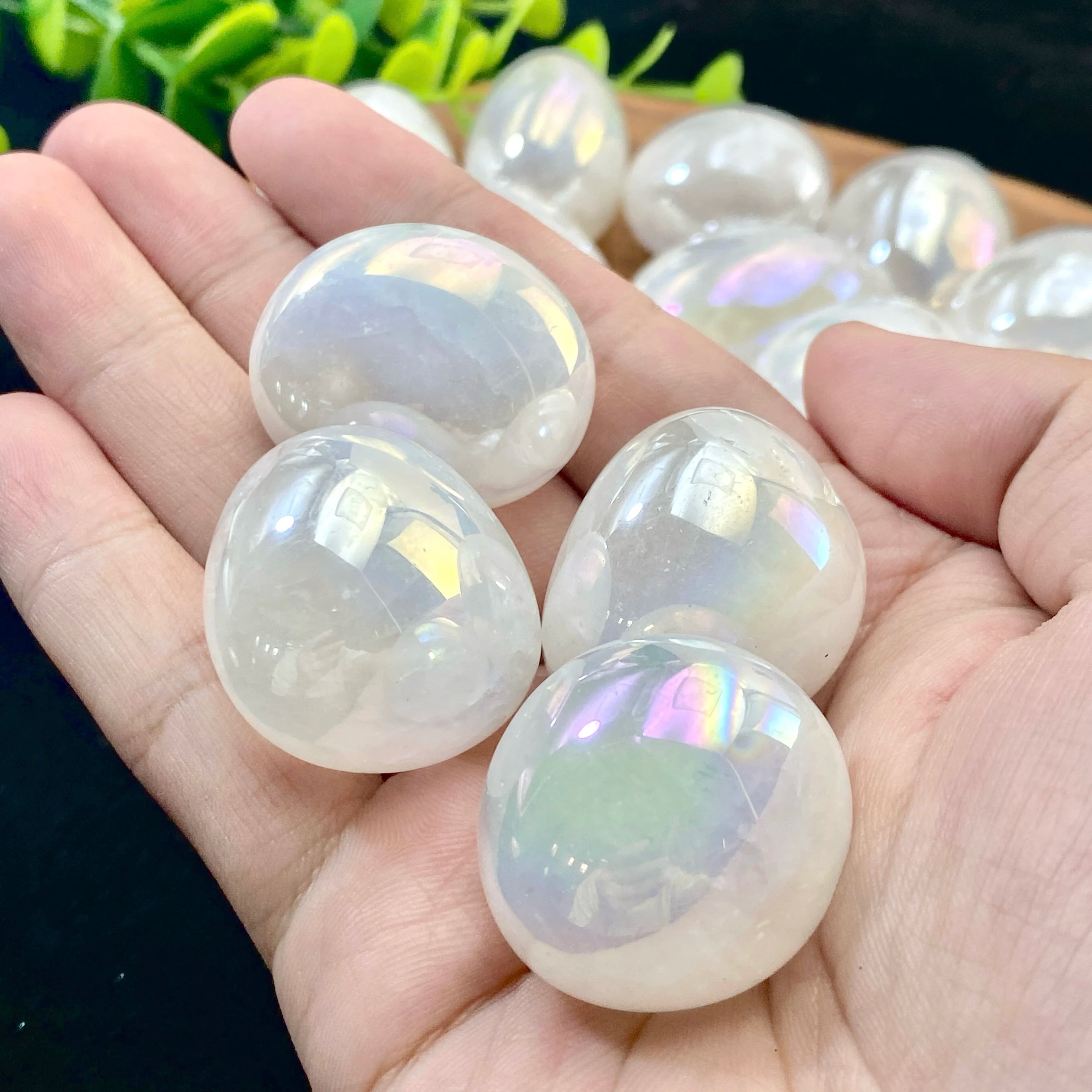 5PCS 10-50mm High Quality Aura Clear Quartz Natural Tumbled Crystal Stones Natural Crystals Chip Quartz Minerals,Gemstones