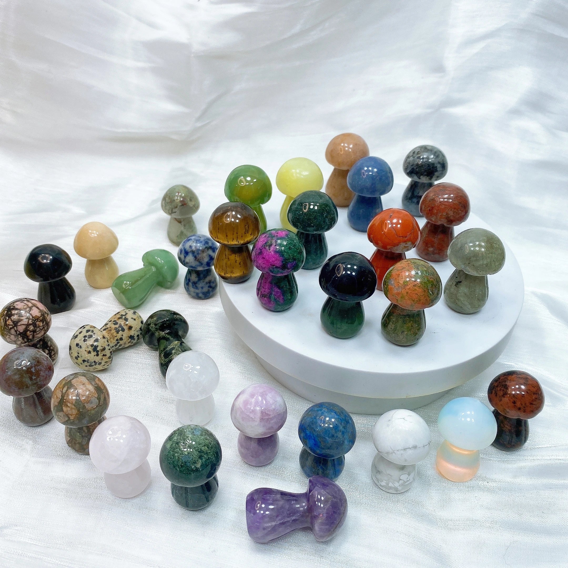 35mm Mushroom Natural Crystal Quartz Mineral Stones Amethyst Agate Clear Quartz Chakra Reiki Healing Home Graden Decoration Gift