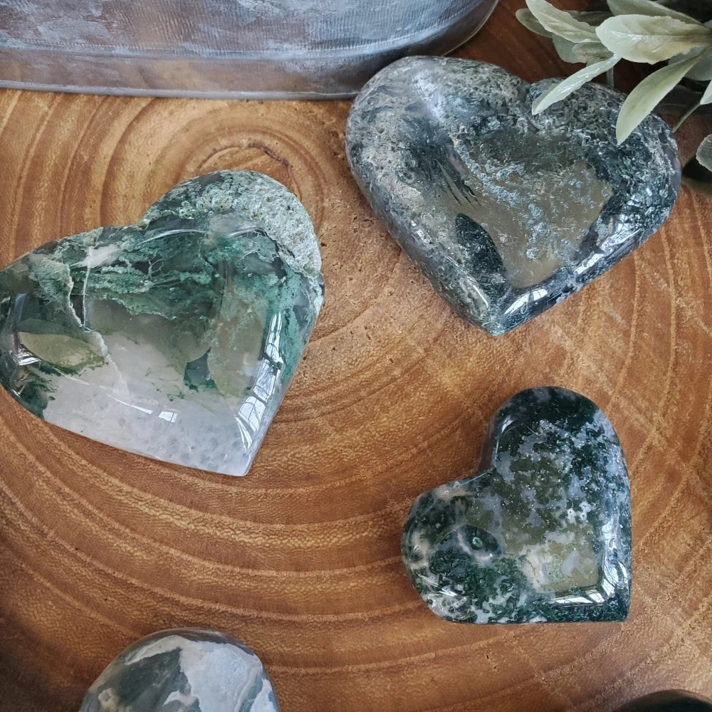 1pc Natural Moss Agate Heart, Moss Agate Heart Carving, Natural Moss Agate, Moss Agate Heart Palmstone, Perfect Holiday Gift