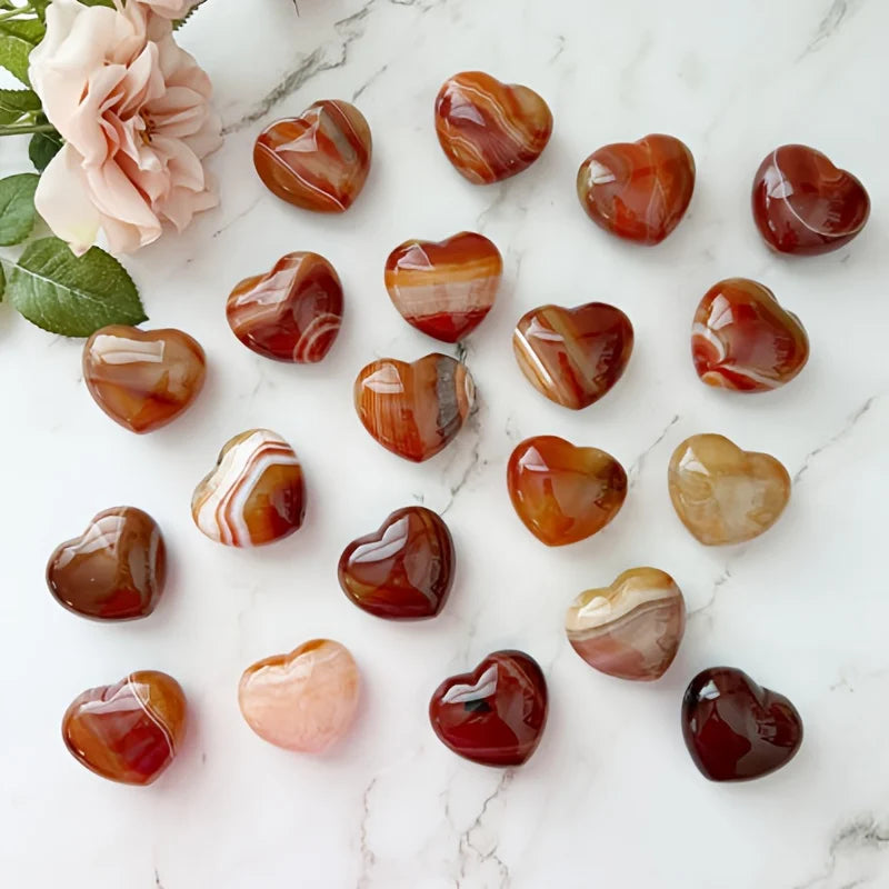 2pcs/5pcs/8pcs Red Agate Crystal Heart,Red Agate Quartz love,Carnelian Quartz Beads,Metaphysical,Pendant,Crystal decor,Crystal