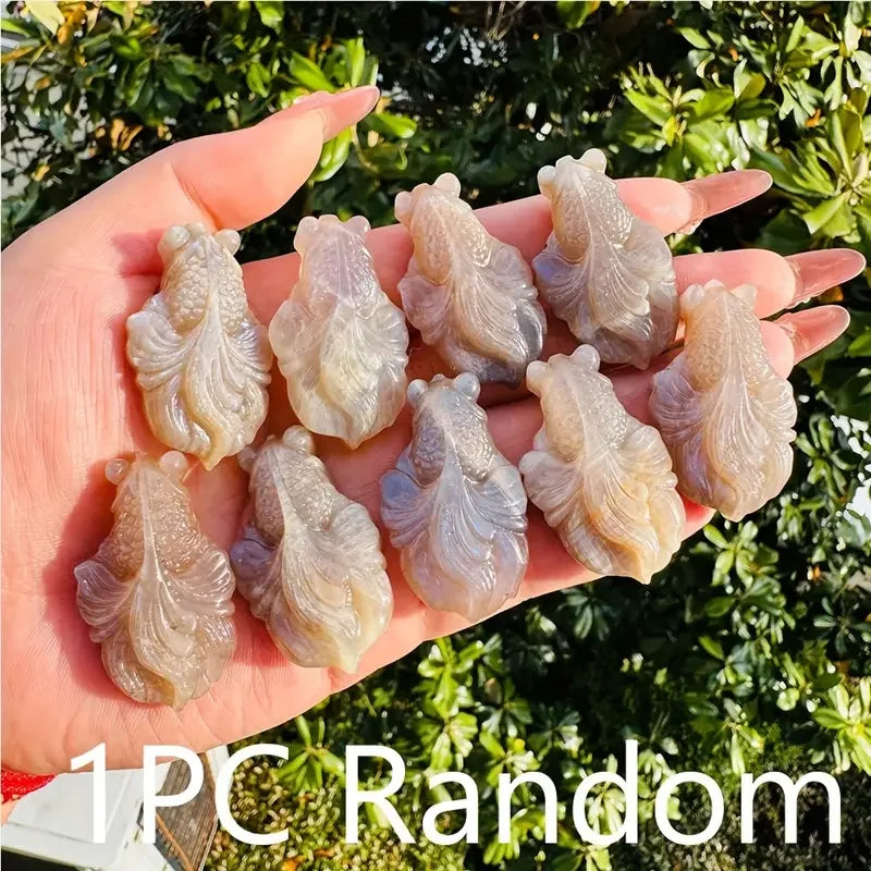1pc Natural Labradorite & Moonstone Goldfish Carved, Featuring Natural Gemstone Shimmer, Perfect As Home Decor,