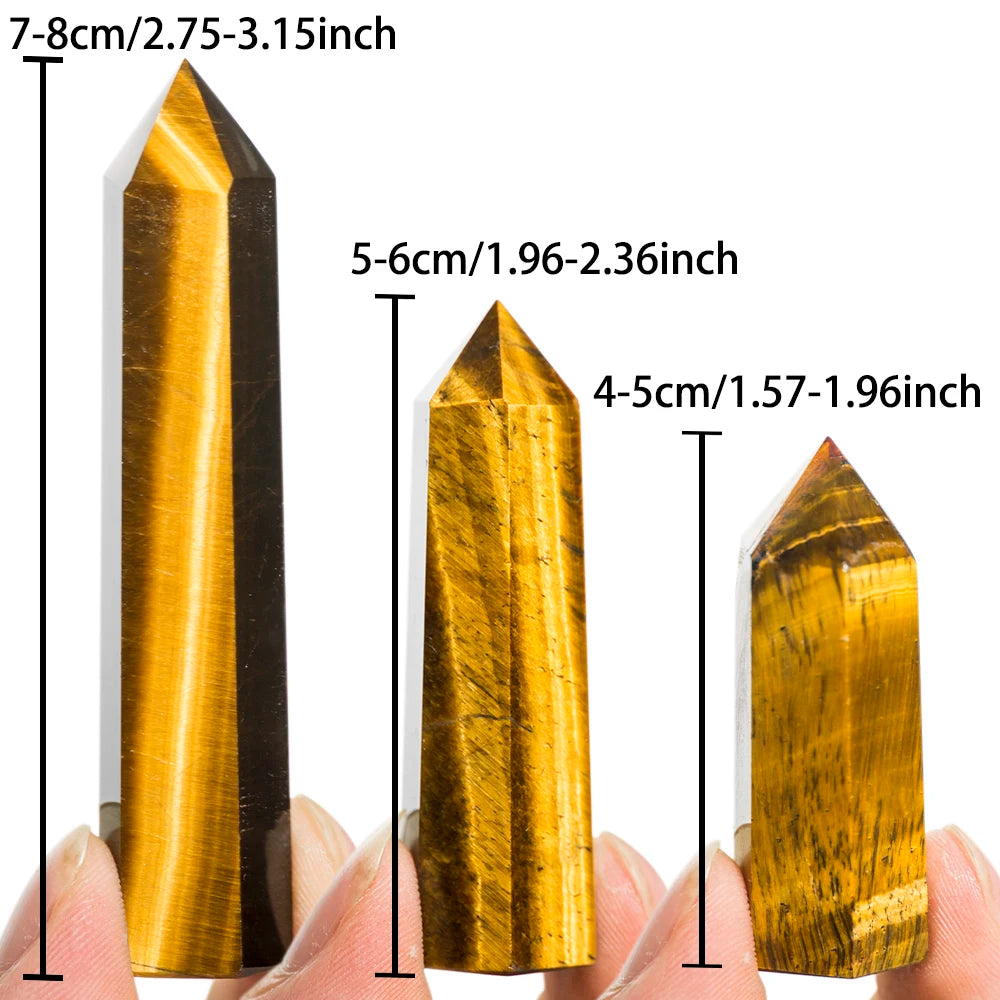 Cat's Eye Effect Natural Tiger's Eye Column - Silky Golden Luster Powerful Desktop Exquisite Ornament