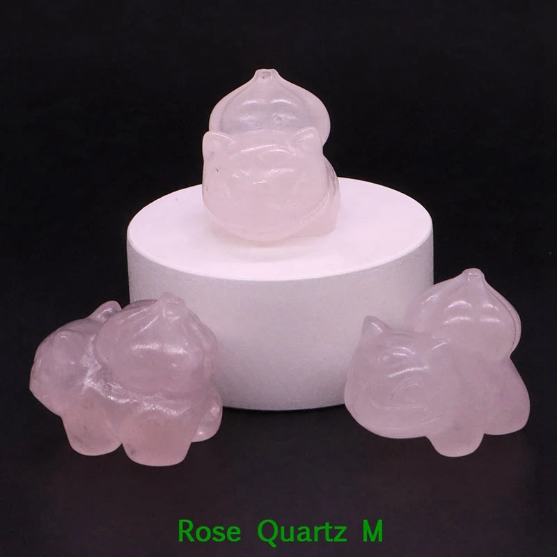 1.2" Natural Crystal Stone Squirrel Frog Seed Turtle Statue Cartoon Gemstone Carved Healing Home Room Decor Kids Holiday Gift