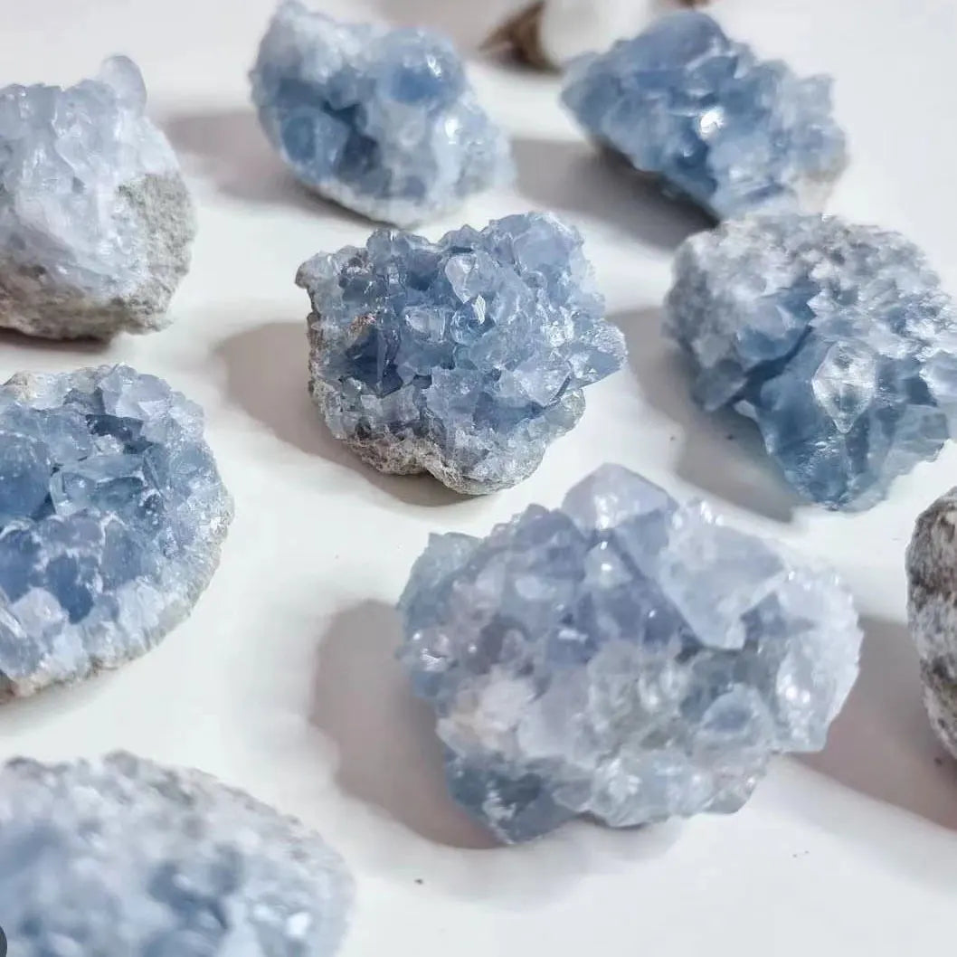 1pc Natural Celestite Crystal Raw Druzy Cluster Sky Blue Geode Rough Mineral Blue Celestite Geode Celestite Raw Crystals Healing