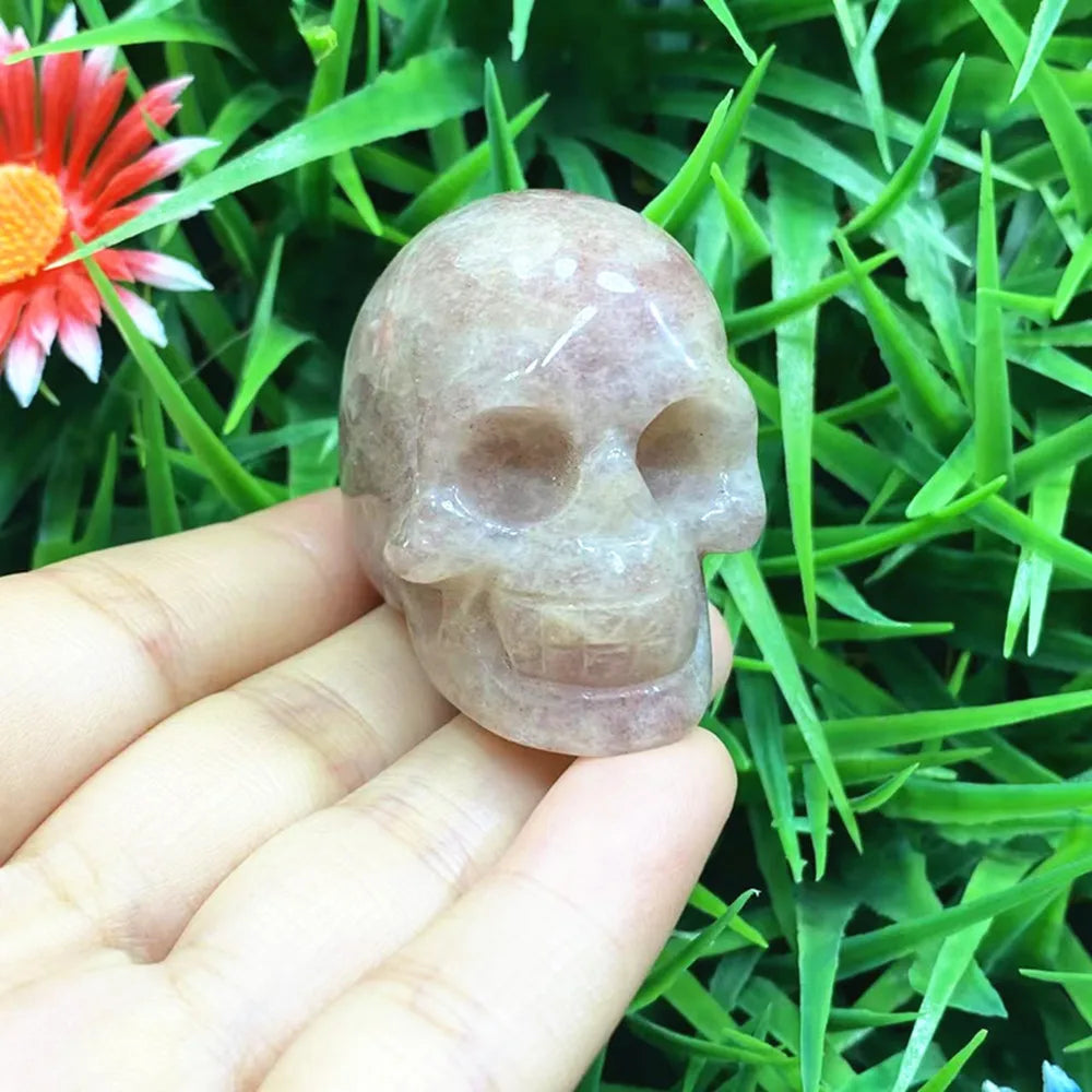Natural Crystal Carved Skull — Hand-Carved Quartz Gemstone Skull, Healing & Collector Piece