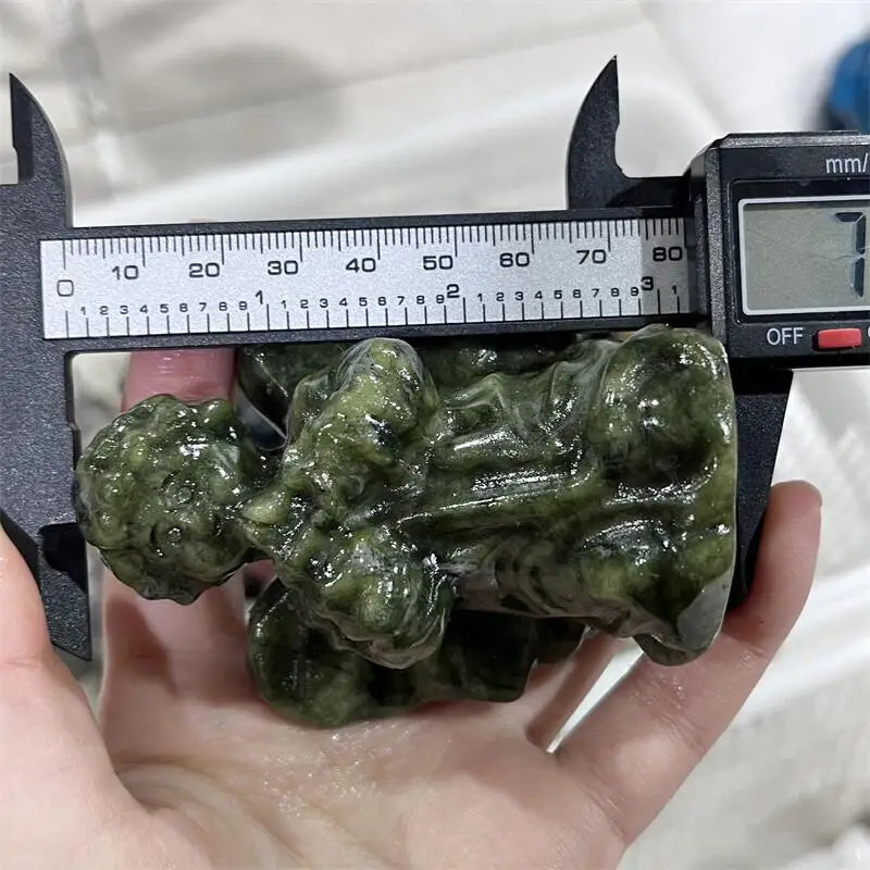 Natural Green jade Ophiolite angel Carving Statue Healing Fengshui Sculpture For Decoration Holiday Gift 1pcs