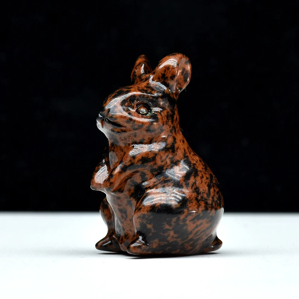 1.5" Elf Rabbit Natural Crystal Amethyst Quartz Agate Bunny Animal Craft Figurines Stone Carving Healing Reiki Home Decor Gift