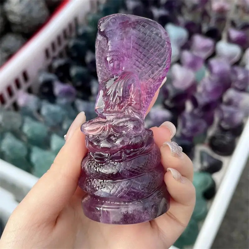 Natural Fluorite Sakyamuni Buddha Carving Polished Reiki Healing Fengshui High Quality Room Decor Energy Gift 1PCS