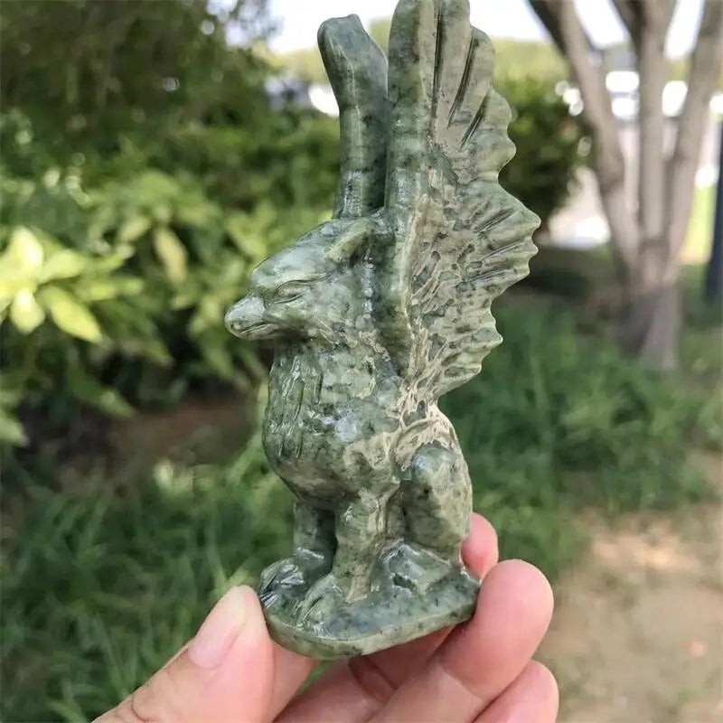Natural Crystal Quartz Griffin Carving Polished Animal Powerful Statue For Home Decoration Gift 1PCS