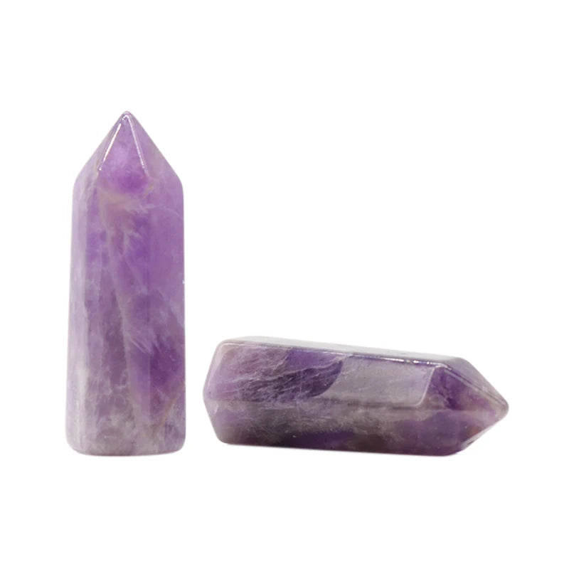 1PC Natural Quartz Point Rose Quartz Wand Healing Stone Amethyst Hexagonal Prism Energy Ore Pyramid Home Decoration