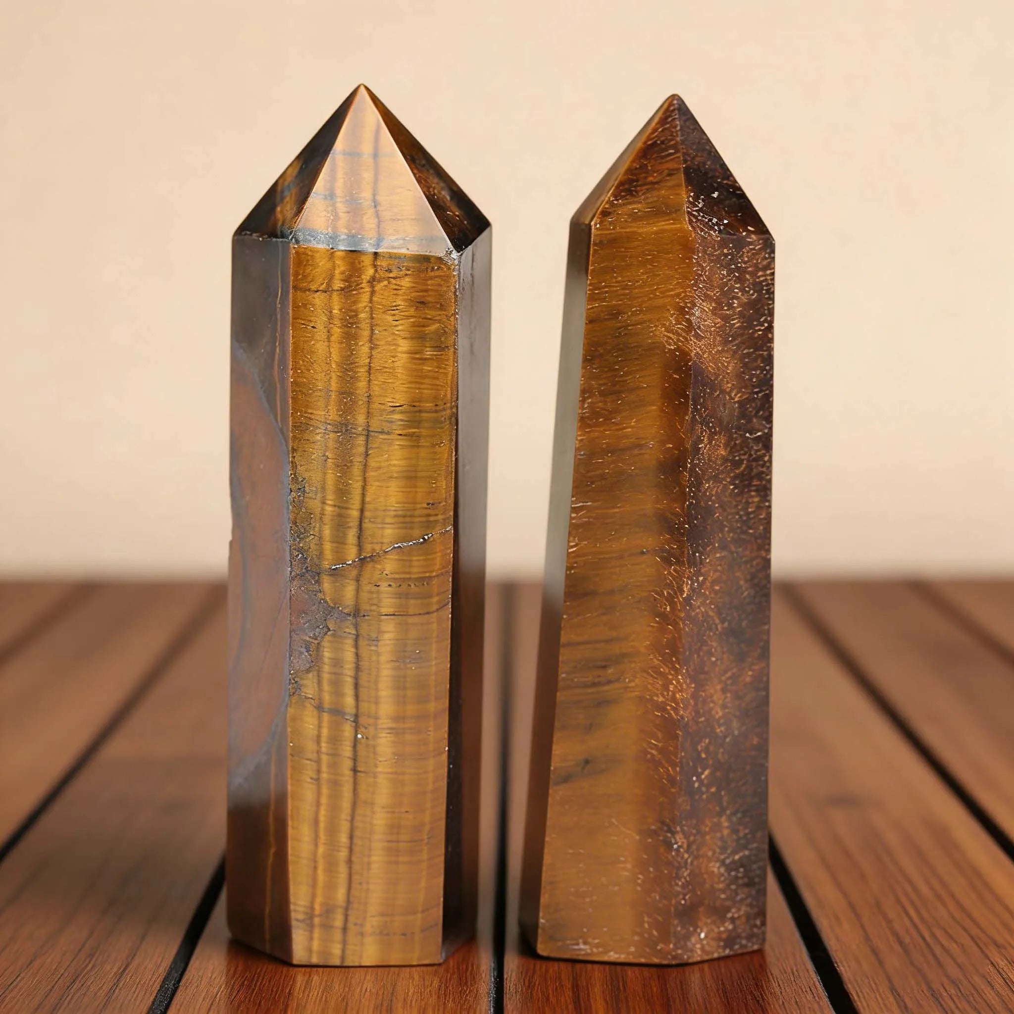 Cat's Eye Effect Natural Tiger's Eye Column - Silky Golden Luster Powerful Desktop Exquisite Ornament