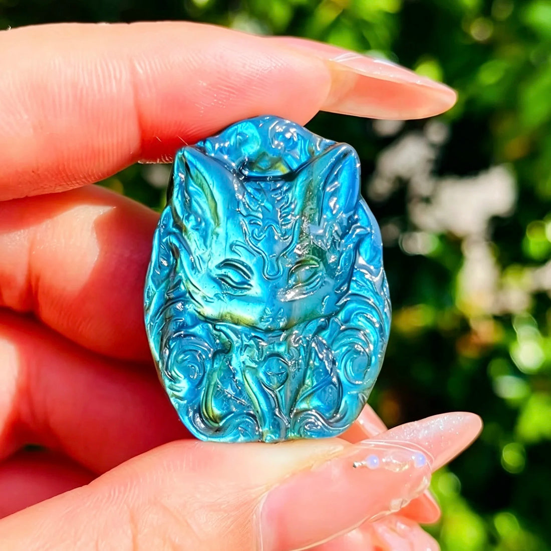 1pc 6 Type Bohemian Style Flashy Labradorite Fox Carving - Sparkling Pocket Stone, Perfect Gift for Friends, Smart Animals' Scul
