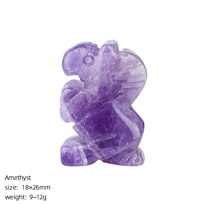 Natural Crystal Stone Ornament Carving Horse Rose Quartz Amethyst Healing Gemstone Animal Figurines Reiki Small Home Decorations