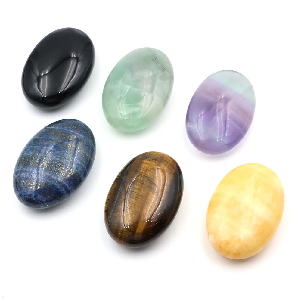 Natural Crystal Amethyst Palm Stone Reiki Healing Oval Pocket Palm Worry Stone Yoga Meditation Spiritual Healing Gem Home Decor