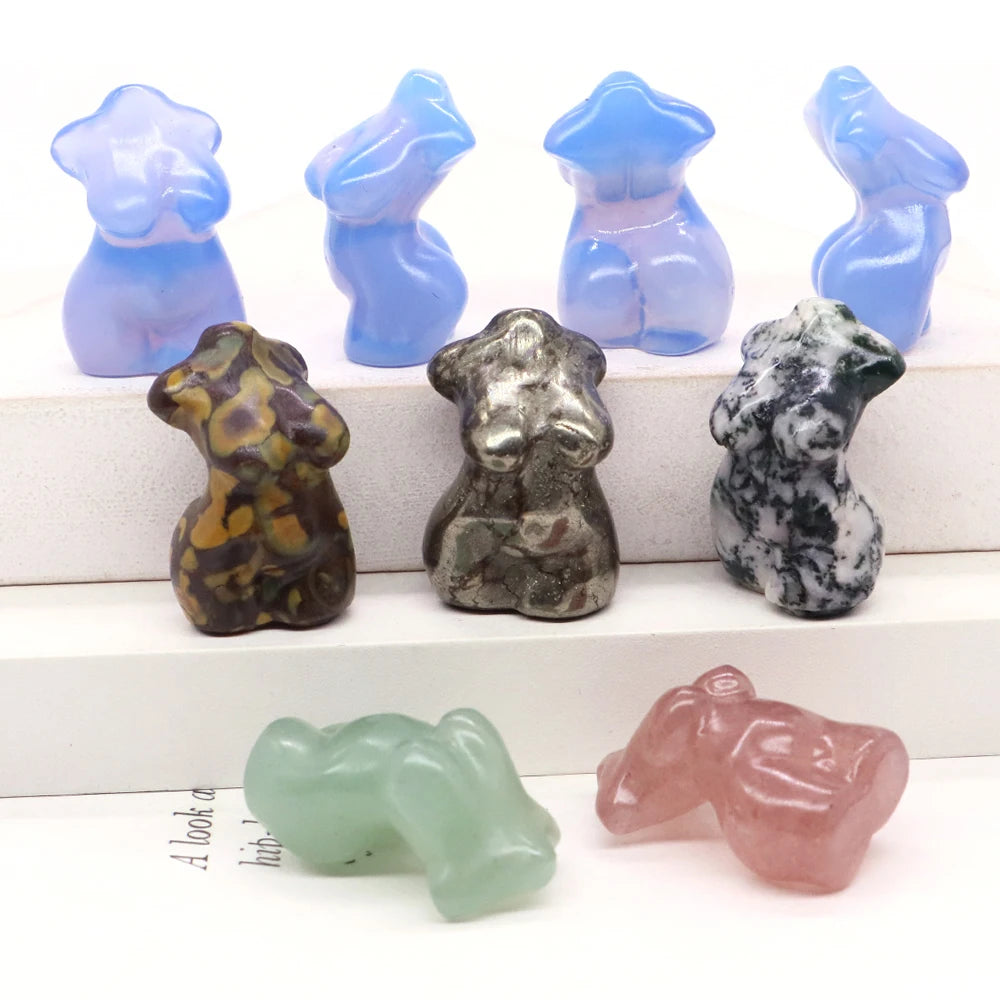 30mm Plump Women Figurine Reiki Healing Crystal Model Statue Natural Stone Home Decor Ornament Sexy Creative Craft Birthday Gift