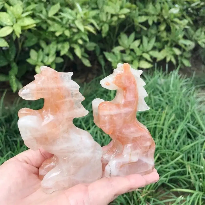 Natural Red Fire Quartz Hematoid Horse Carving Animal Reiki Healing Fengshui Holiday Crafts Gifts 1pcs