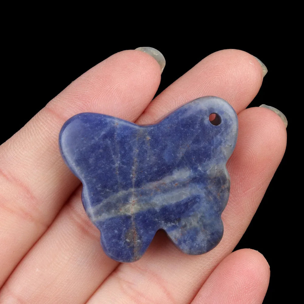 Natural Stone Agate Carved Butterfly Shape DIY Pendant Accessories Reiki Healing Crystals Gemstone Desktop Home Decor