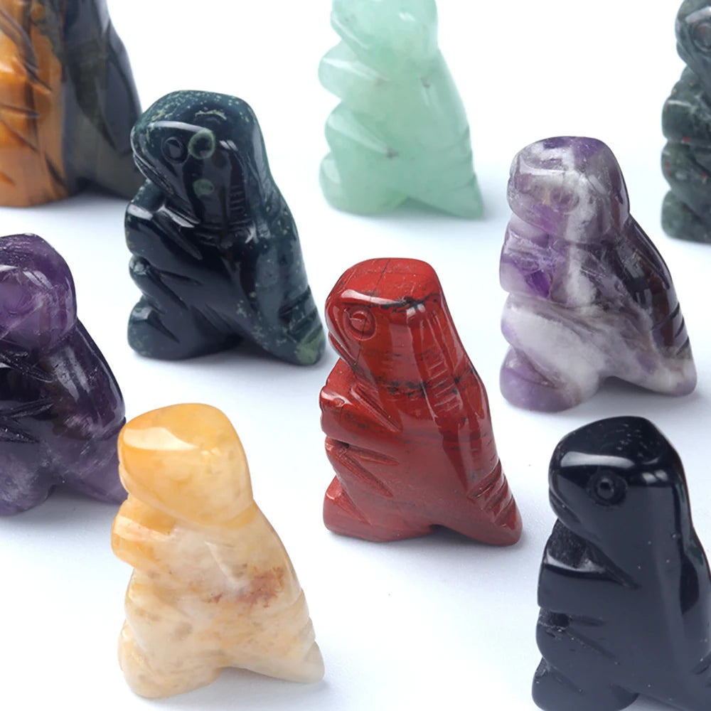 1inch Mini Baby Dinosaur Natural Stone Carved Figurine Healing Crystals Gemstone Statue Cute Animal Carvings Home Office Decor