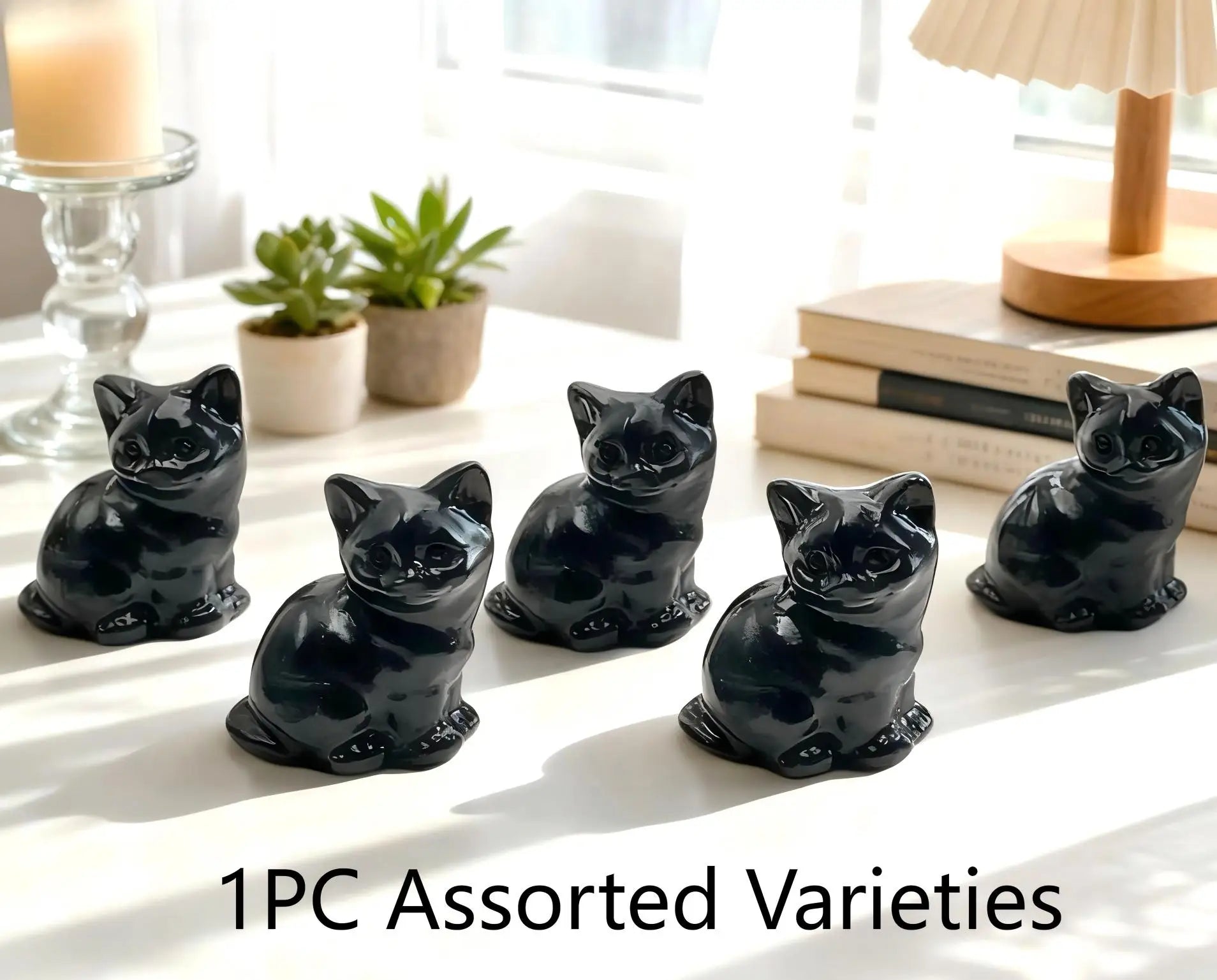 1PC Obsidian Cat Carving,Ideal for Christmas Day,Easter,Halloween,Graduation Gift,Home Decor,Festival Decoration