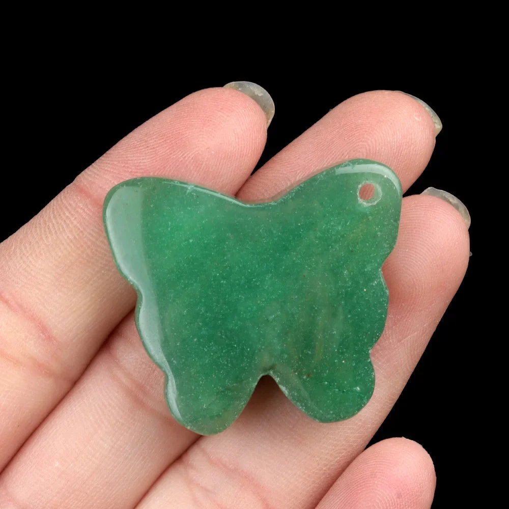 Natural Stone Agate Carved Butterfly Shape DIY Pendant Accessories Reiki Healing Crystals Gemstone Desktop Home Decor