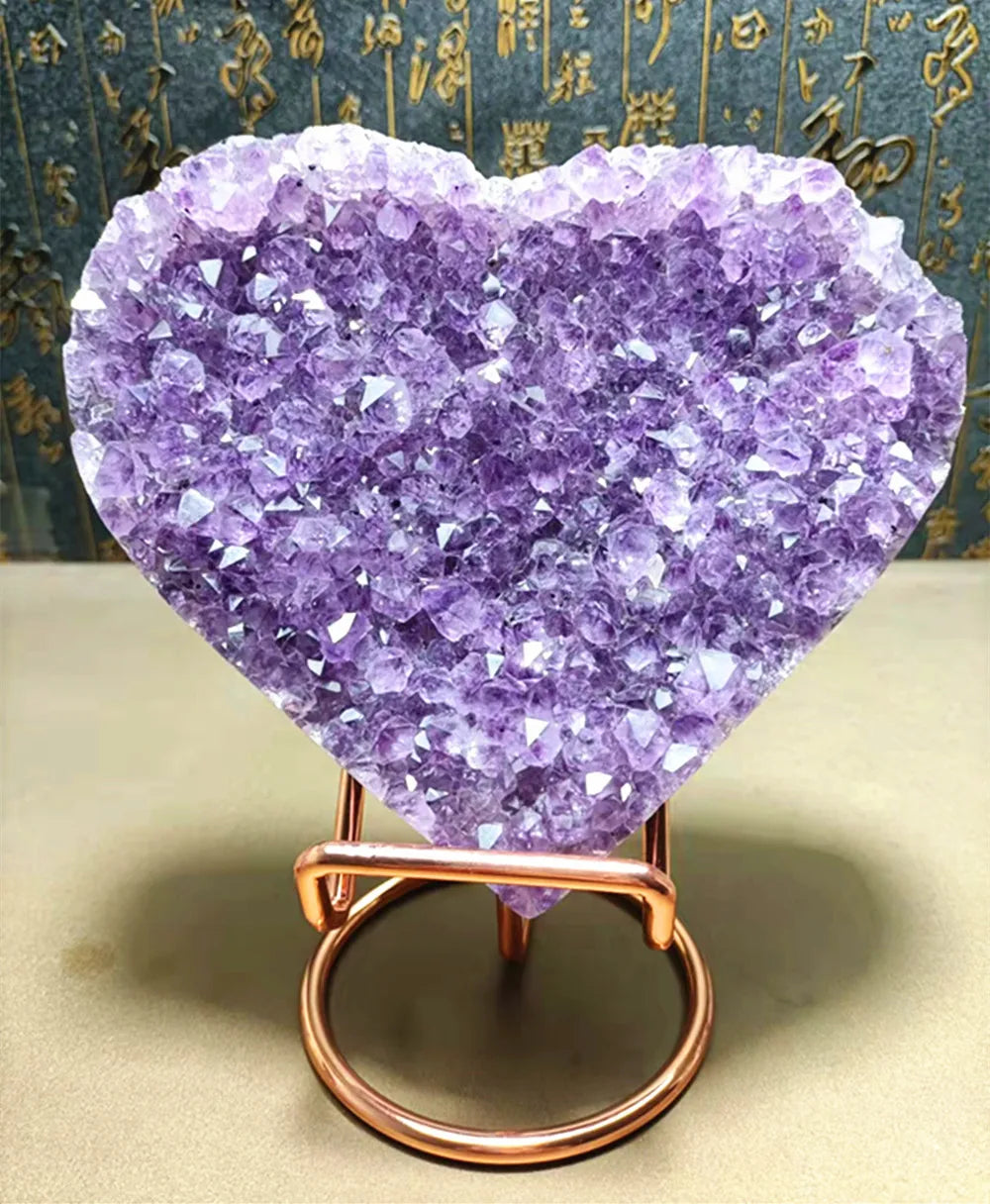 Natural Amethyst Geode, Loving Heart Shape, Quartz Cluster Crystal Specimen, Energy Healing, Wholesale