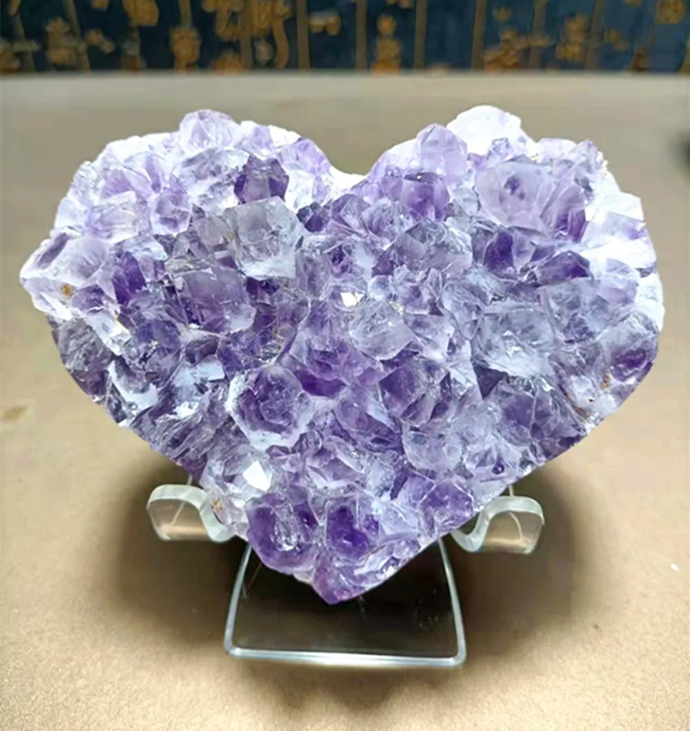 Natural Amethyst Geode, Loving Heart Shape, Quartz Cluster Crystal Specimen, Energy Healing, Wholesale