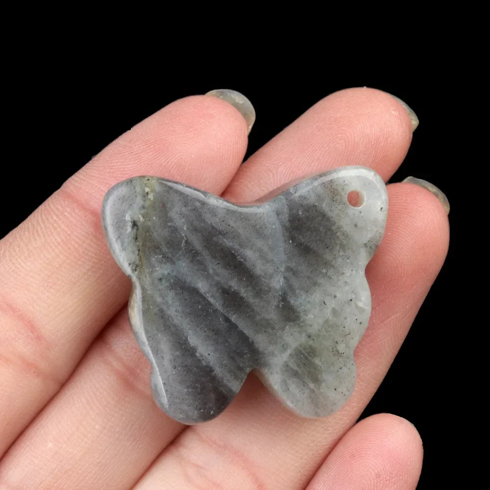 Natural Stone Agate Carved Butterfly Shape DIY Pendant Accessories Reiki Healing Crystals Gemstone Desktop Home Decor