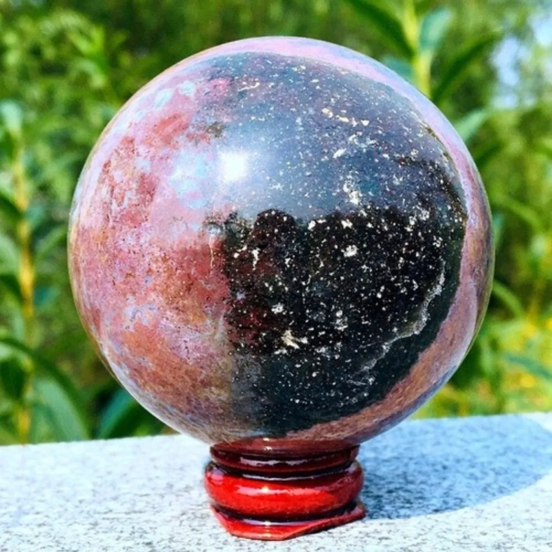 7.5-8cm Ocean Jasper Sphere Mineral Healing Quartz Crystal Decoration  Rose Quartz Room Decoration Cuarzos Piedras Naturales