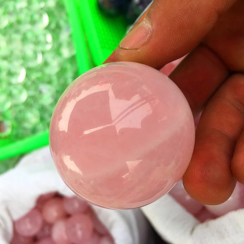 Natural Rose Quartz Crystal Ball — 35–40mm Healing Sphere, Christmas & Wedding Gift
