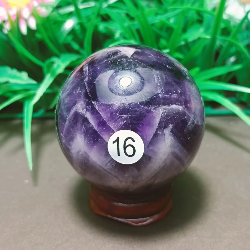Natural Dream Amethyst Crystal Ball — Chevron Amethyst Reiki Healing Sphere