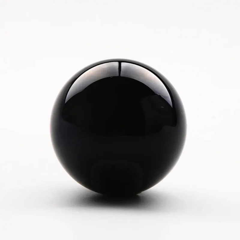 Natural Obsidian Crystal Ball — 80mm Polished Reiki Healing Sphere with Display Bracket