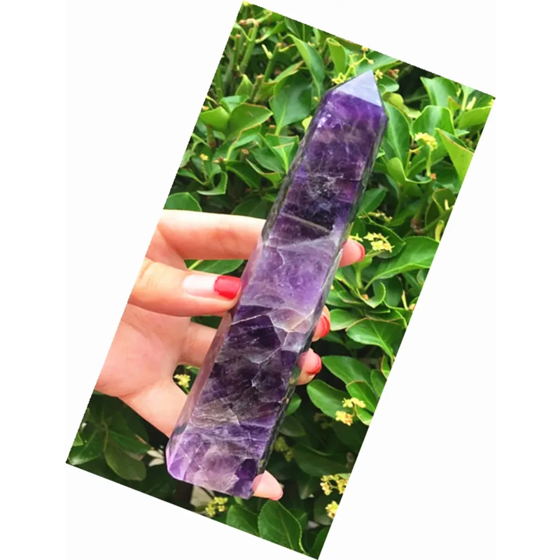 Natural Fantasy Amethyst Crystal Obelisk — 130–140mm Phantom Quartz Tower Specimen