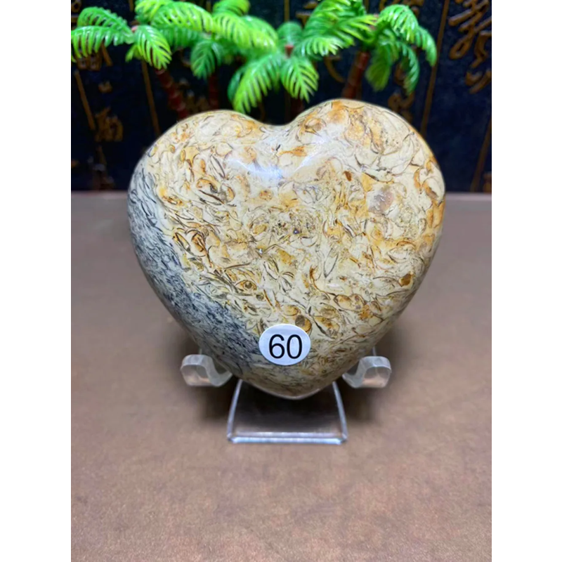 Natural Quartz Crystal Carved Heart — Polished Love Stone, Home Decor for Couples